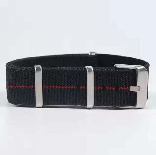20mm NATO Strap Black Red Stripe