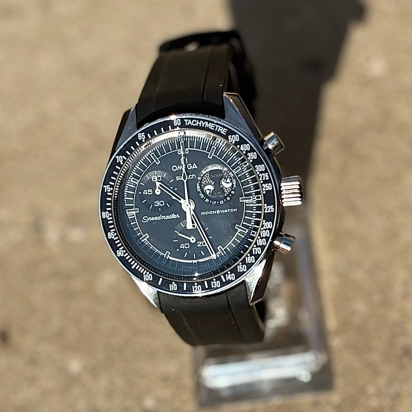 MoonMod Black Snoopy Moonphase Metal Moonswatch