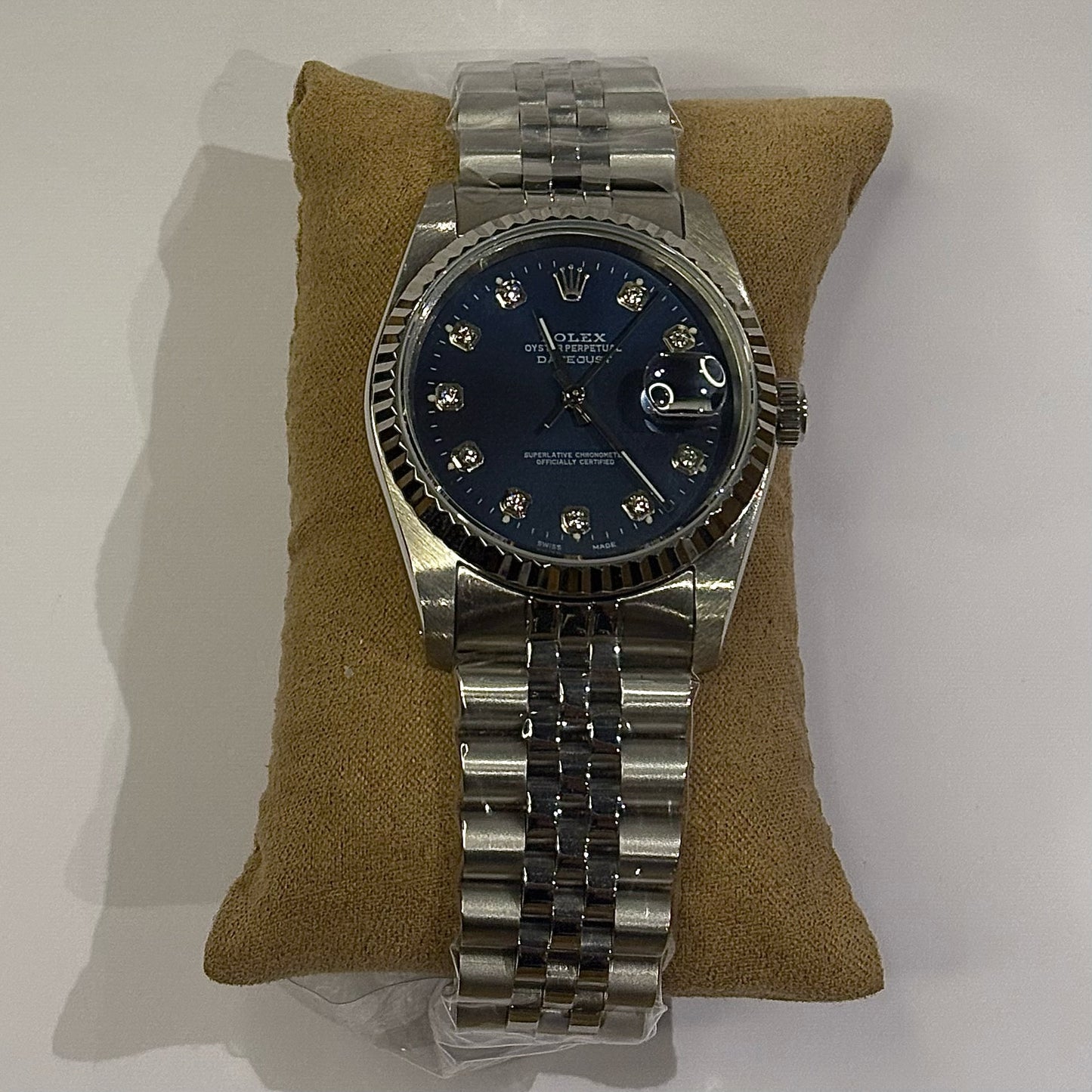 36mm Genuine Diamond Dial In Blue Rolex Datejust Build On Jubilee