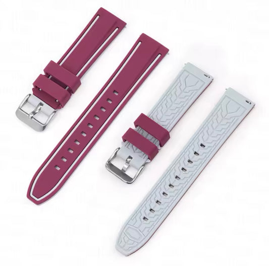 Wine And Grey Rubber Strap For Moonswatch 20mm