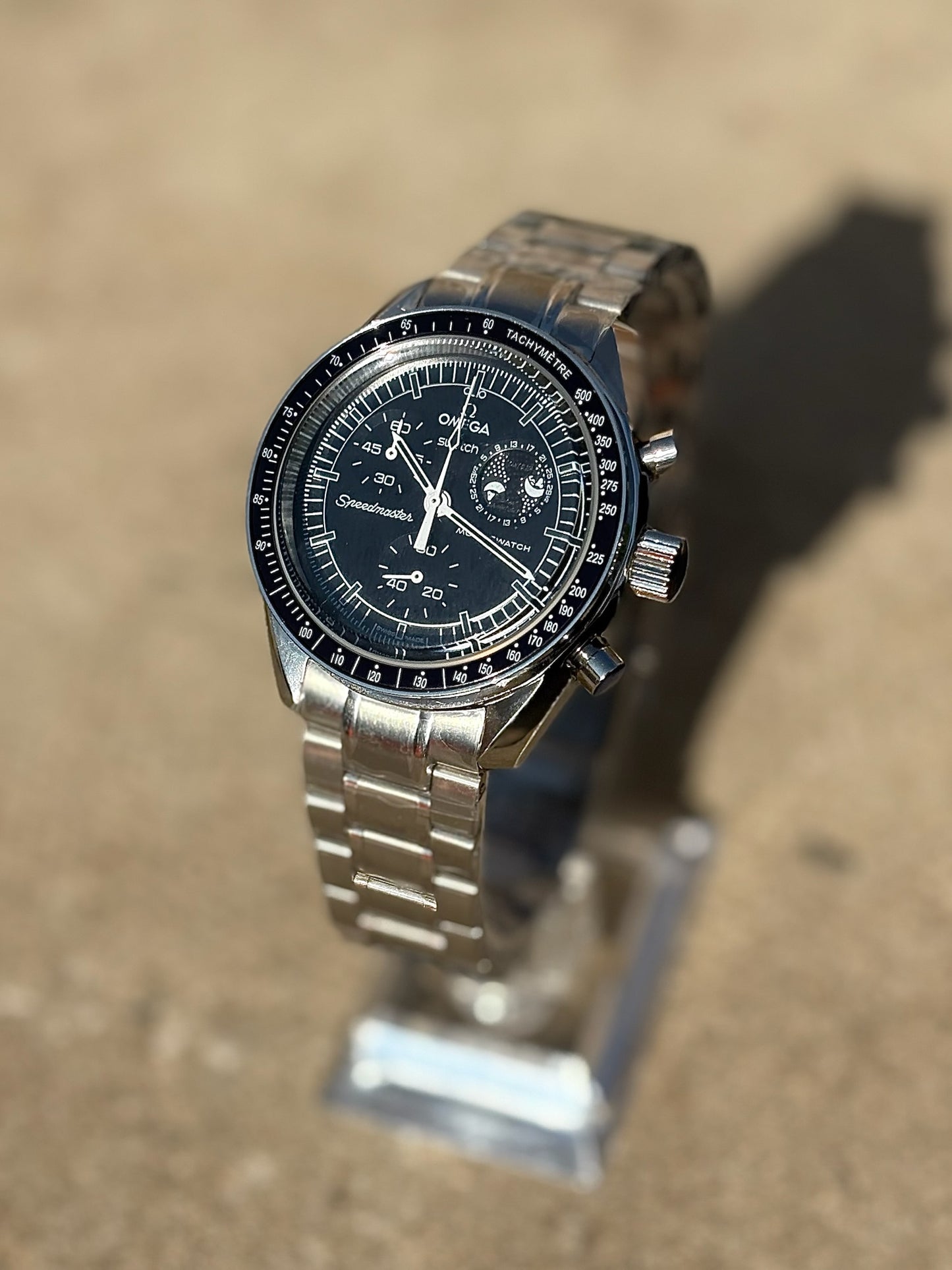 MoonMod Black Snoopy Moonphase Metal Moonswatch